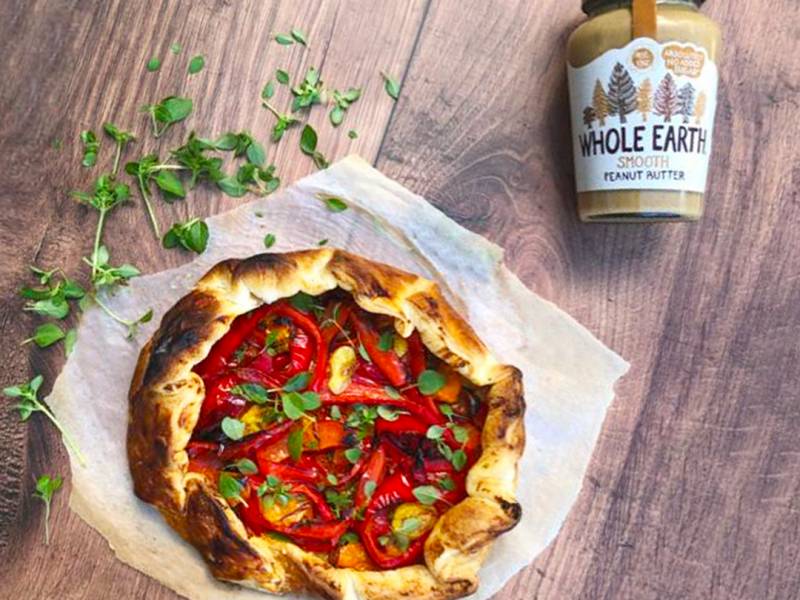 Red Pepper and Rainbow Tomato Peanut Butter Galette