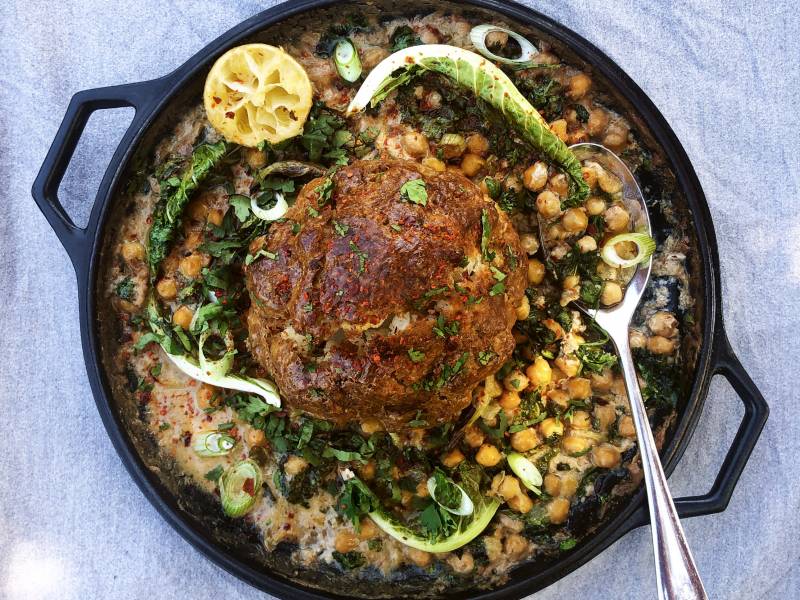 Whole Roasted Peanut Butter Cauliflower Curry